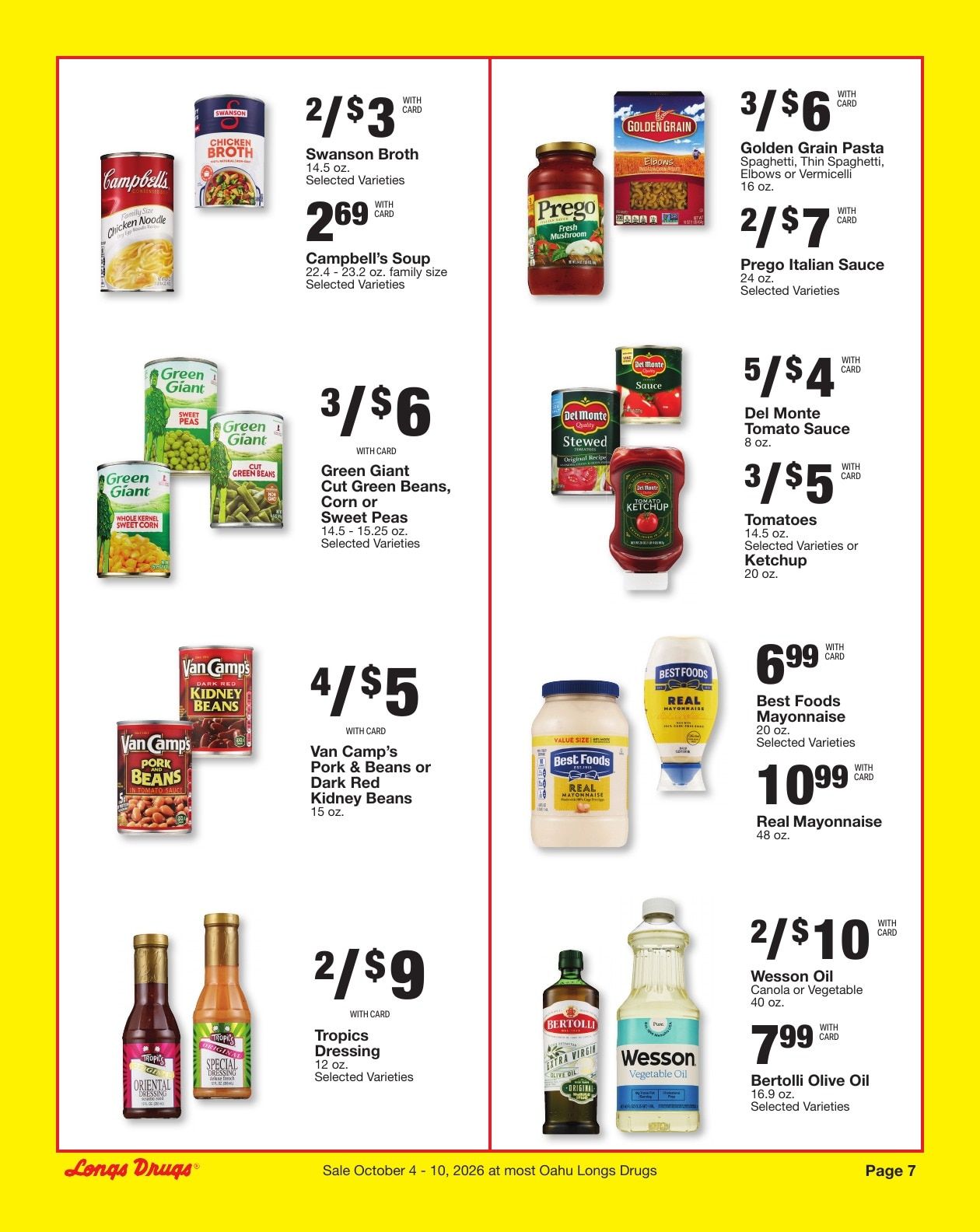 Longs Drugs Oahu Weekly Ad October 4 - 10, 2026