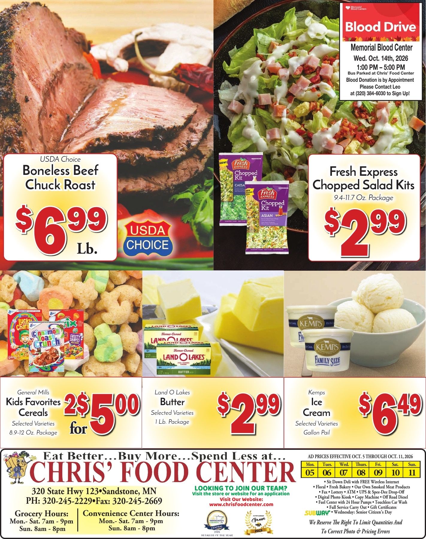 Chris' Food Center Weekly Ad October 5 - 11, 2026