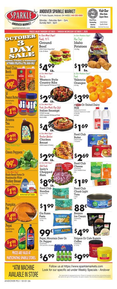 Sparkle Markets (Edinboro Area, PA) Weekly Ad October 1 - 7, 2026