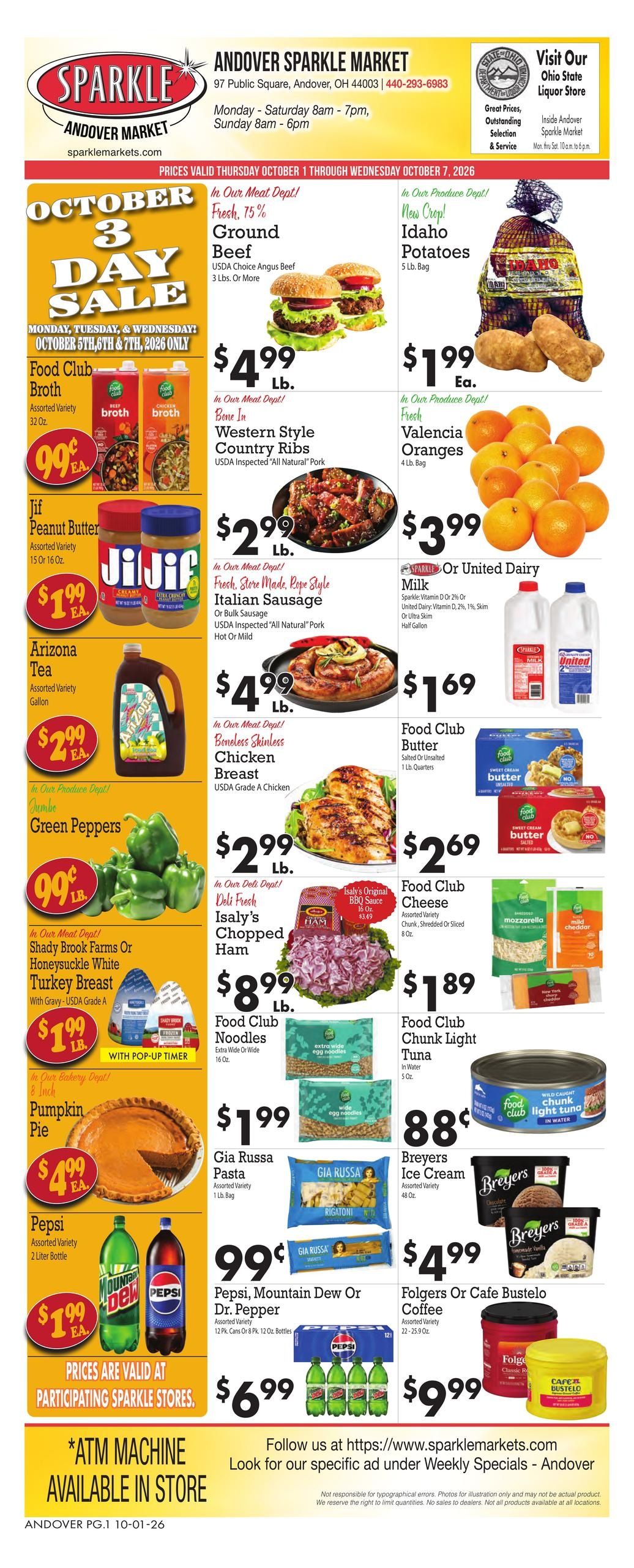Sparkle Markets (Edinboro Area, PA) Weekly Ad October 1 - 7, 2026