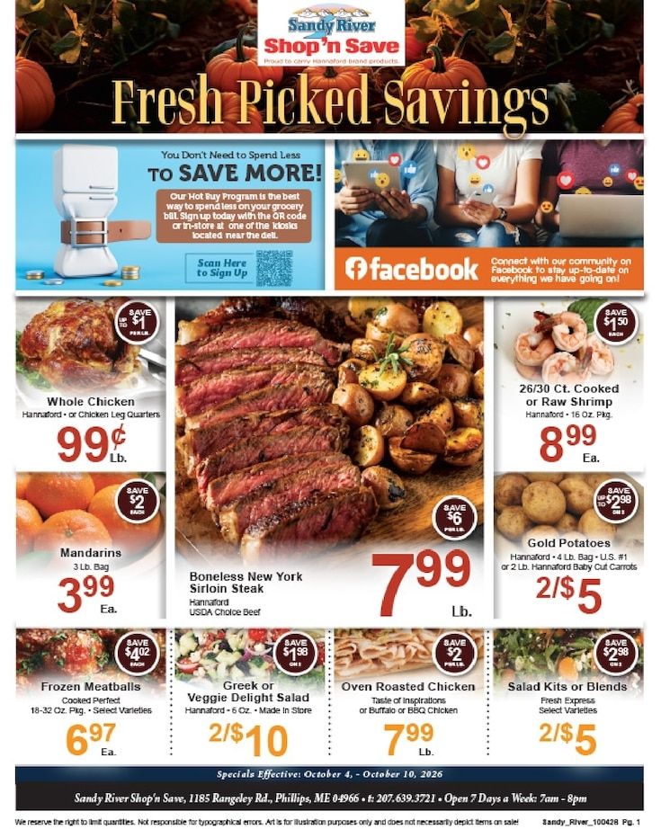 Sandy River Shop 'n Save Weekly Ad October 4 - 10, 2026