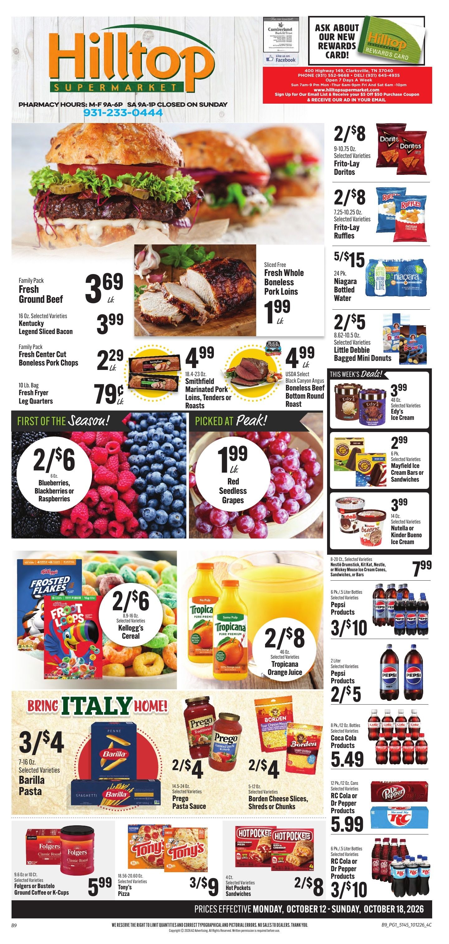 Hilltop Supermarket Weekly Ad October 12 - 18, 2026