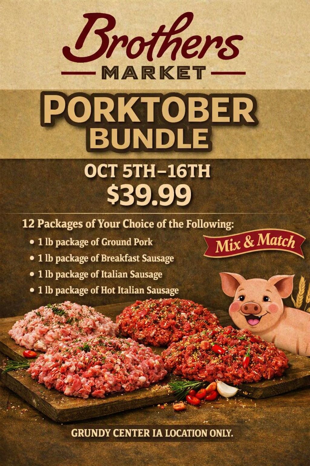 Brothers Market (1400 G Ave., Grundy Center, IA) Porktober Bundle Weekly Ad October 5 - 16, 2026