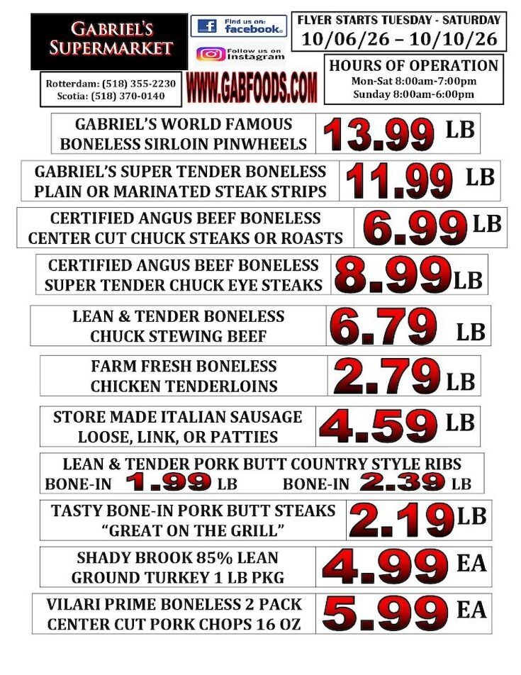 Gabriel's Supermarkets Weekly Ad October 4 - 10, 2026