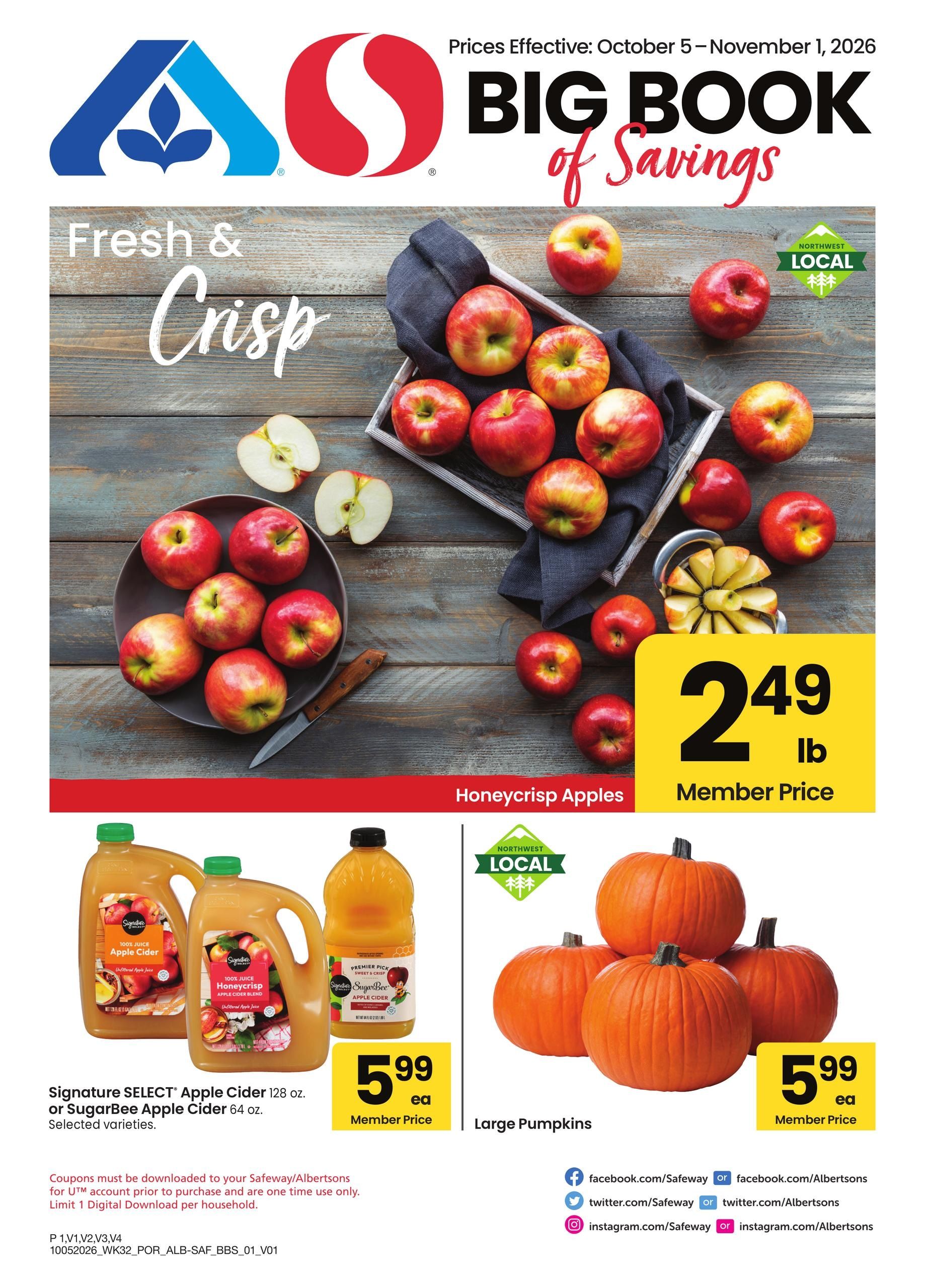 Albertsons (Alvadore Area, OR) Big Book of Savings Weekly Ad October 5 - November 1, 2026