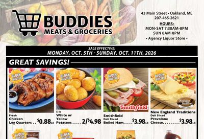 Buddies Meats & Groceries Weekly Ad October 5 - 11, 2026