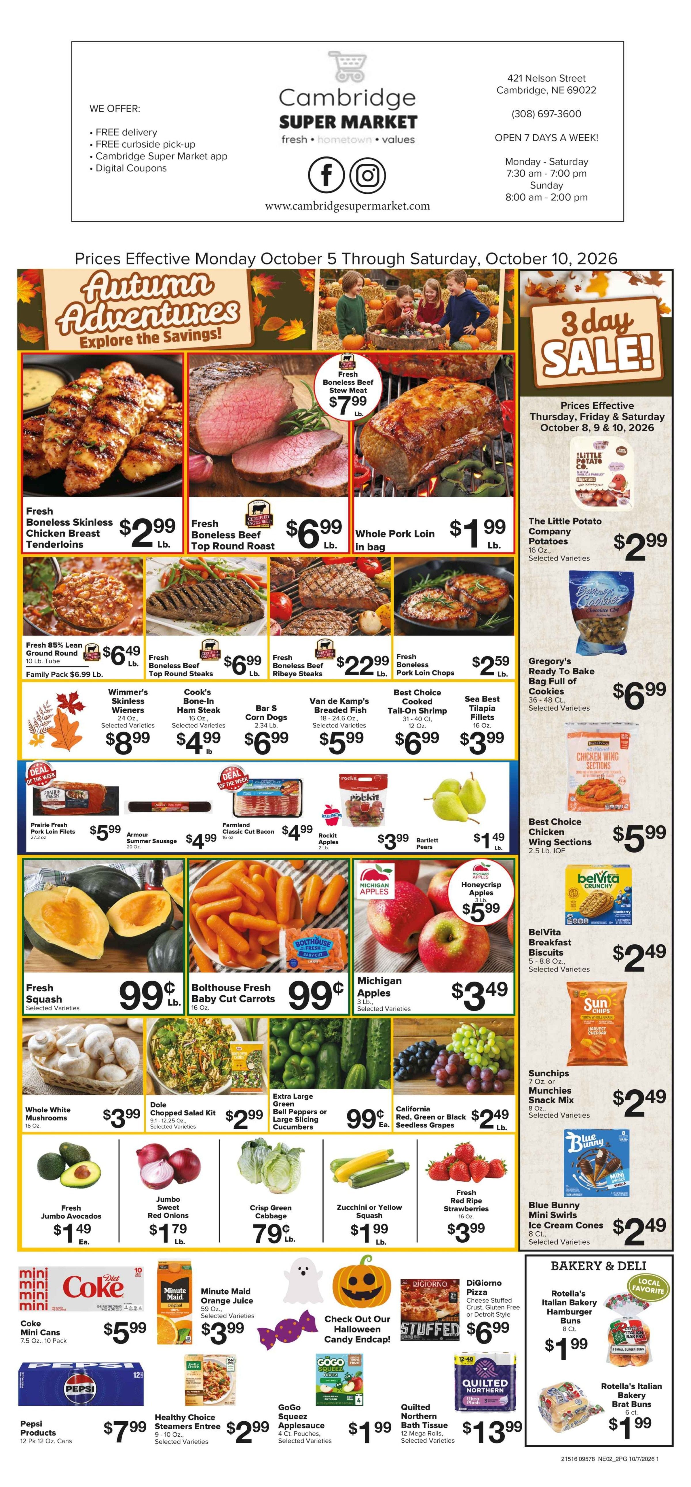 Cambridge Super Market Great Deals This Week! Weekly Ad October 5 - 10, 2026