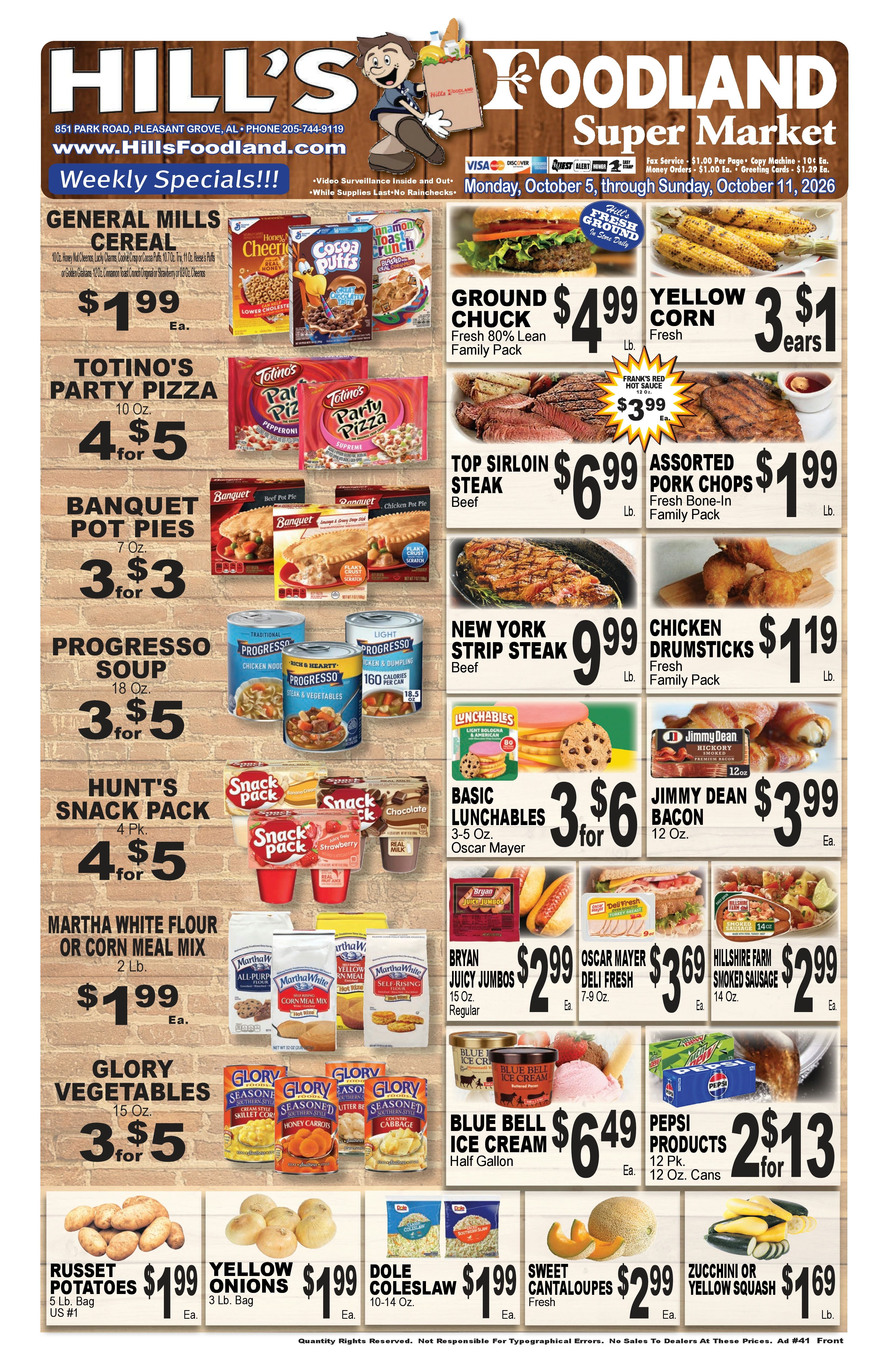 Hill's Foodland (851 Park Road, Pleasant Grove, AL) Weekly Ad October 5 - 11, 2026