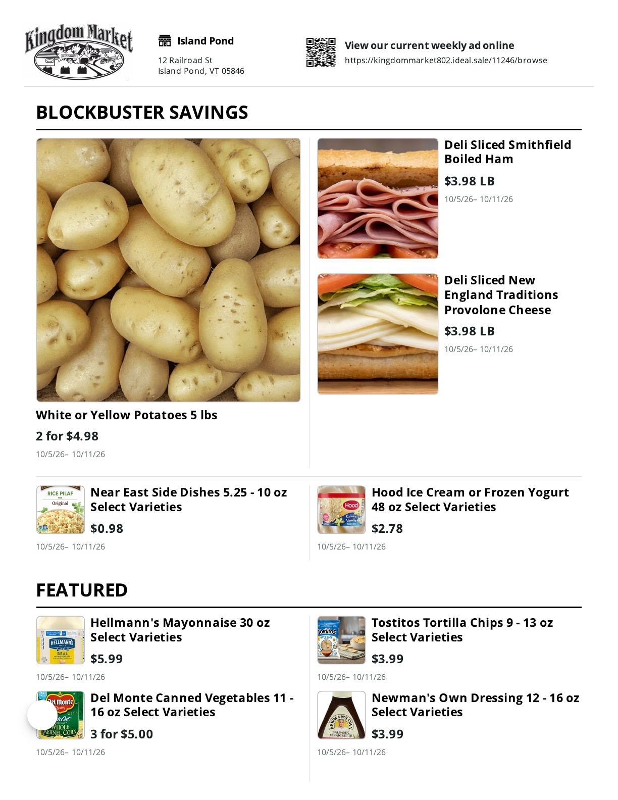 Kingdom Market Weekly Ad October 5 - 11, 2026
