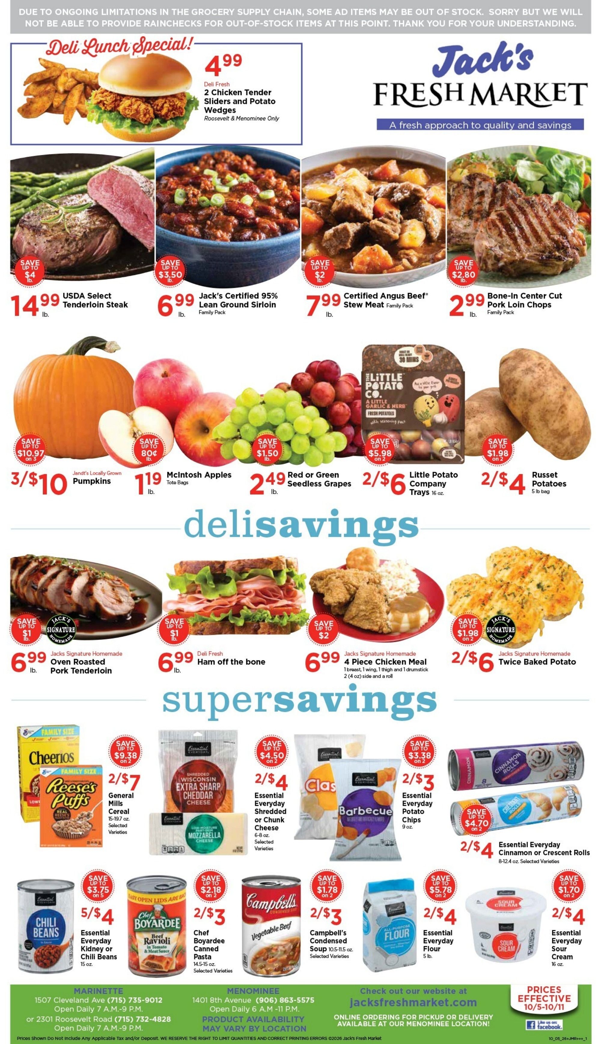 Jack's Fresh Market Weekly Ad October 5 - 11, 2026