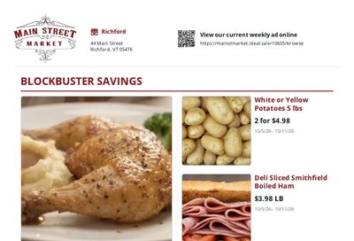 Main Street Market Weekly Ad October 5 - 11, 2026