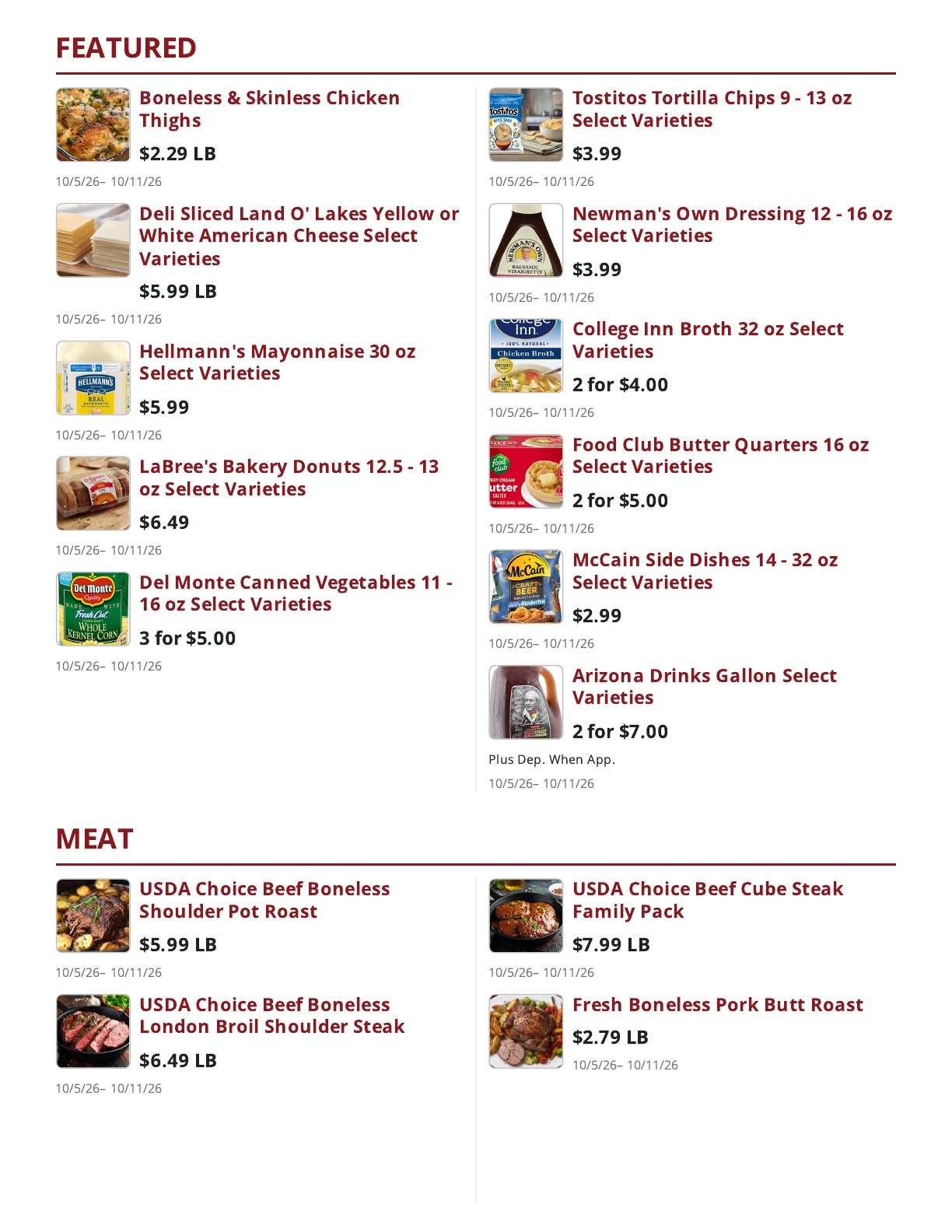 Main Street Market Weekly Ad October 5 - 11, 2026
