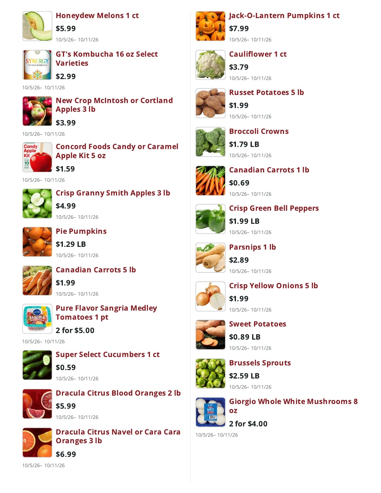 Main Street Market Weekly Ad October 5 - 11, 2026