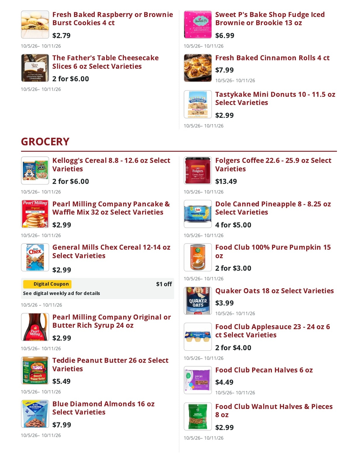 Main Street Market Weekly Ad October 5 - 11, 2026