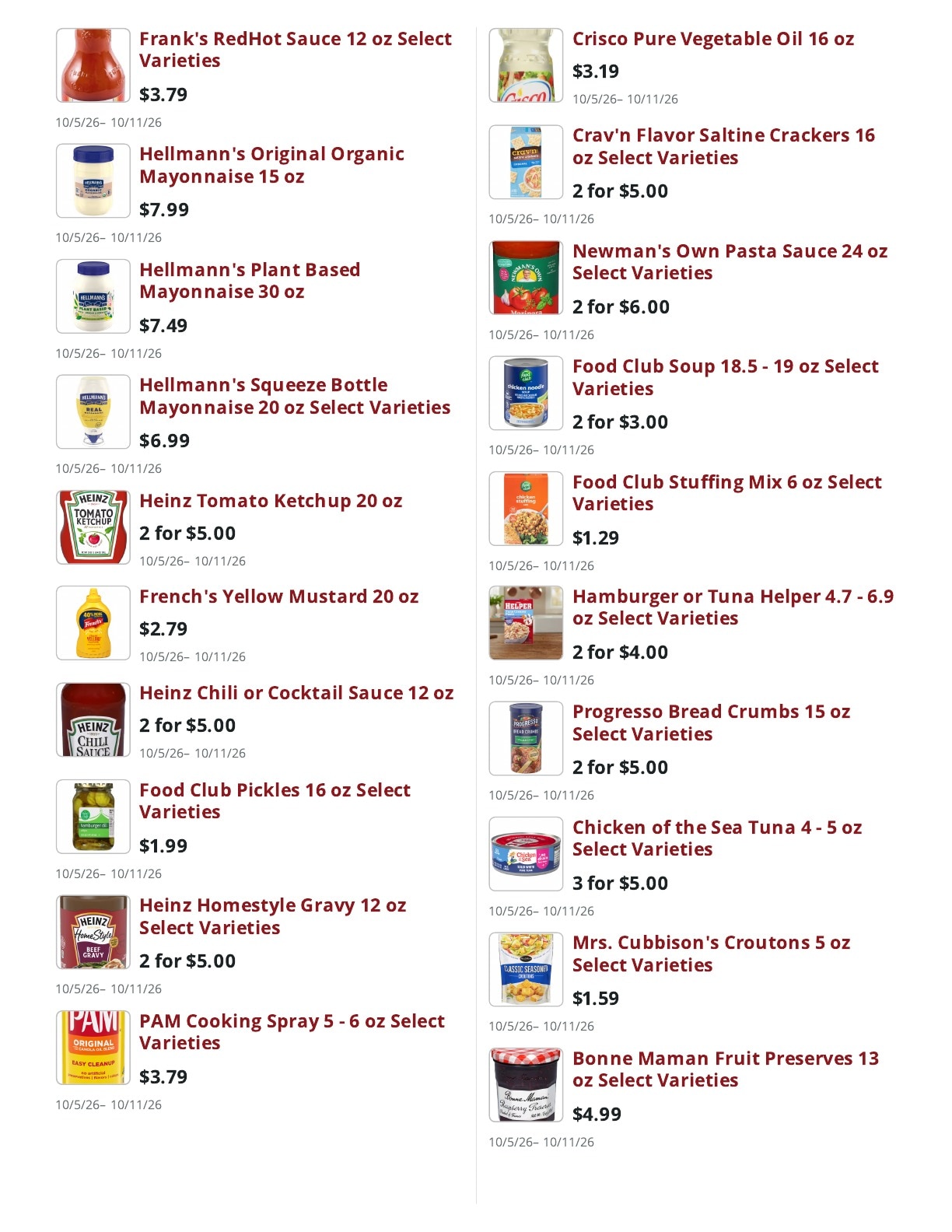 Main Street Market Weekly Ad October 5 - 11, 2026
