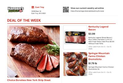 Hansen's IGA (East Troy, WI) Weekly Ad October 5 - 11, 2026