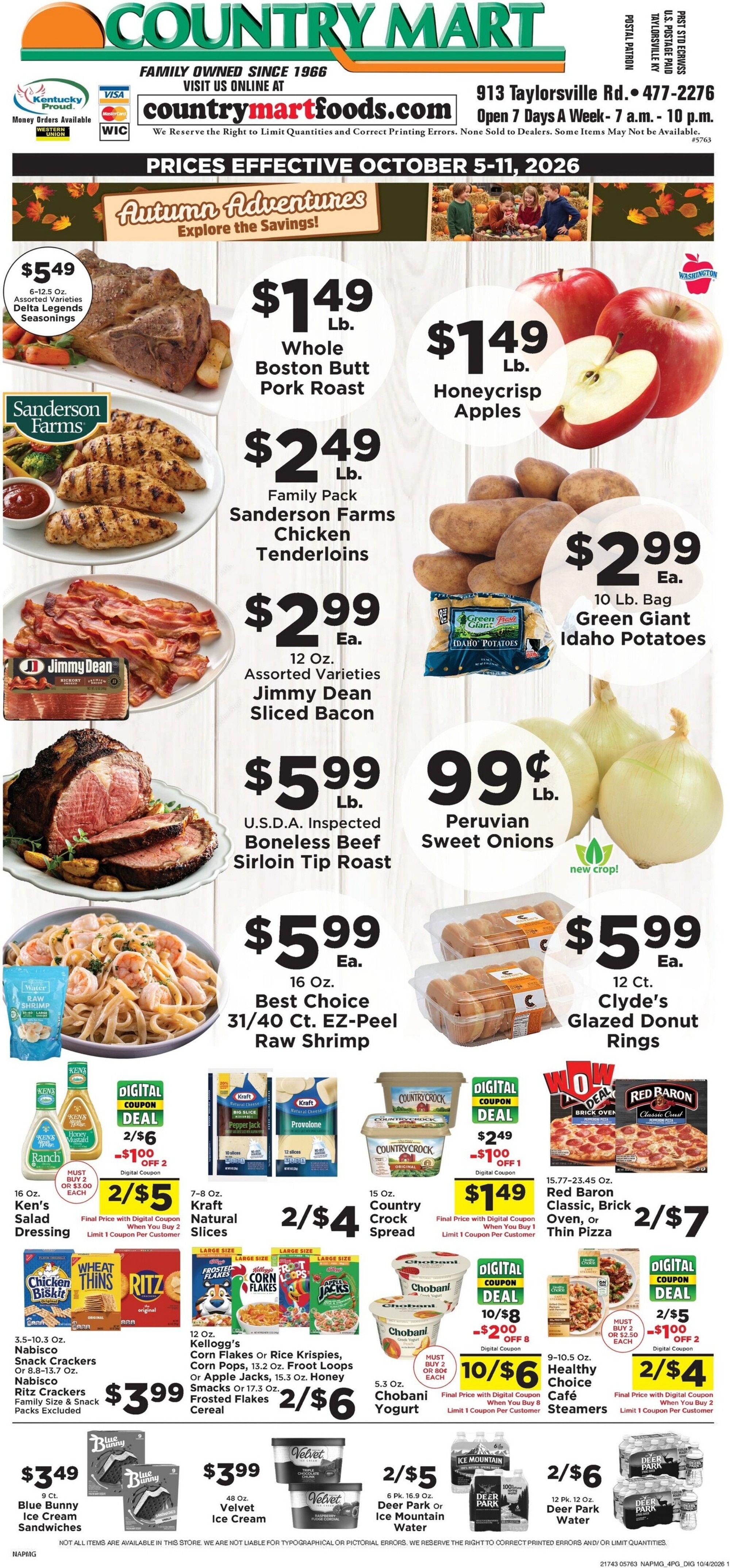 Taylorsville Country Mart Weekly Ad October 5 - 11, 2026