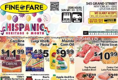 Fine Fare Supermarkets (Jersey City Area, NJ) Weekly Ad October 4 - 10, 2026