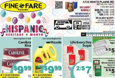 Fine Fare Supermarkets (Yonkers Area, NY) Weekly Ad October 4 - 10, 2026