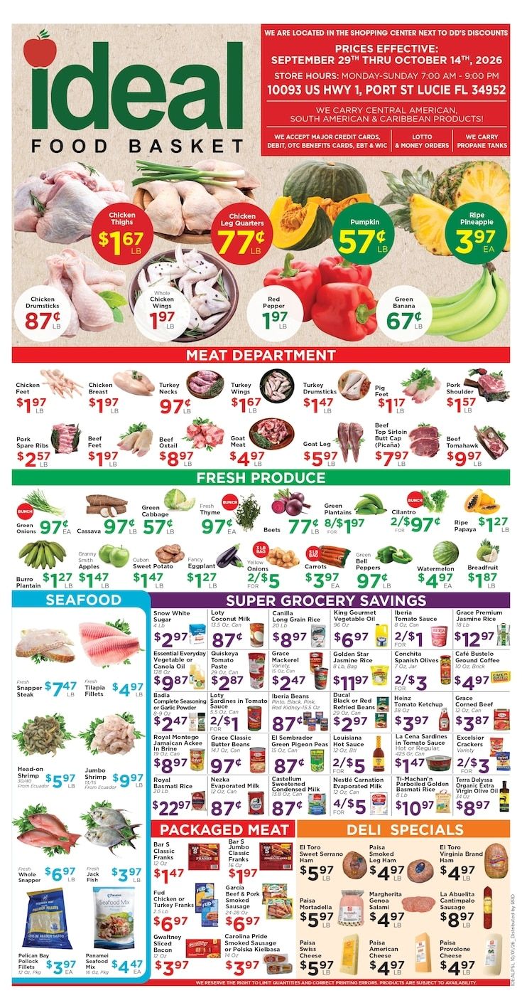 Ideal Food Basket (10093 S U.S. Hwy 1, Port St. Lucie, FL) Weekly Ad October 8 - 14, 2026