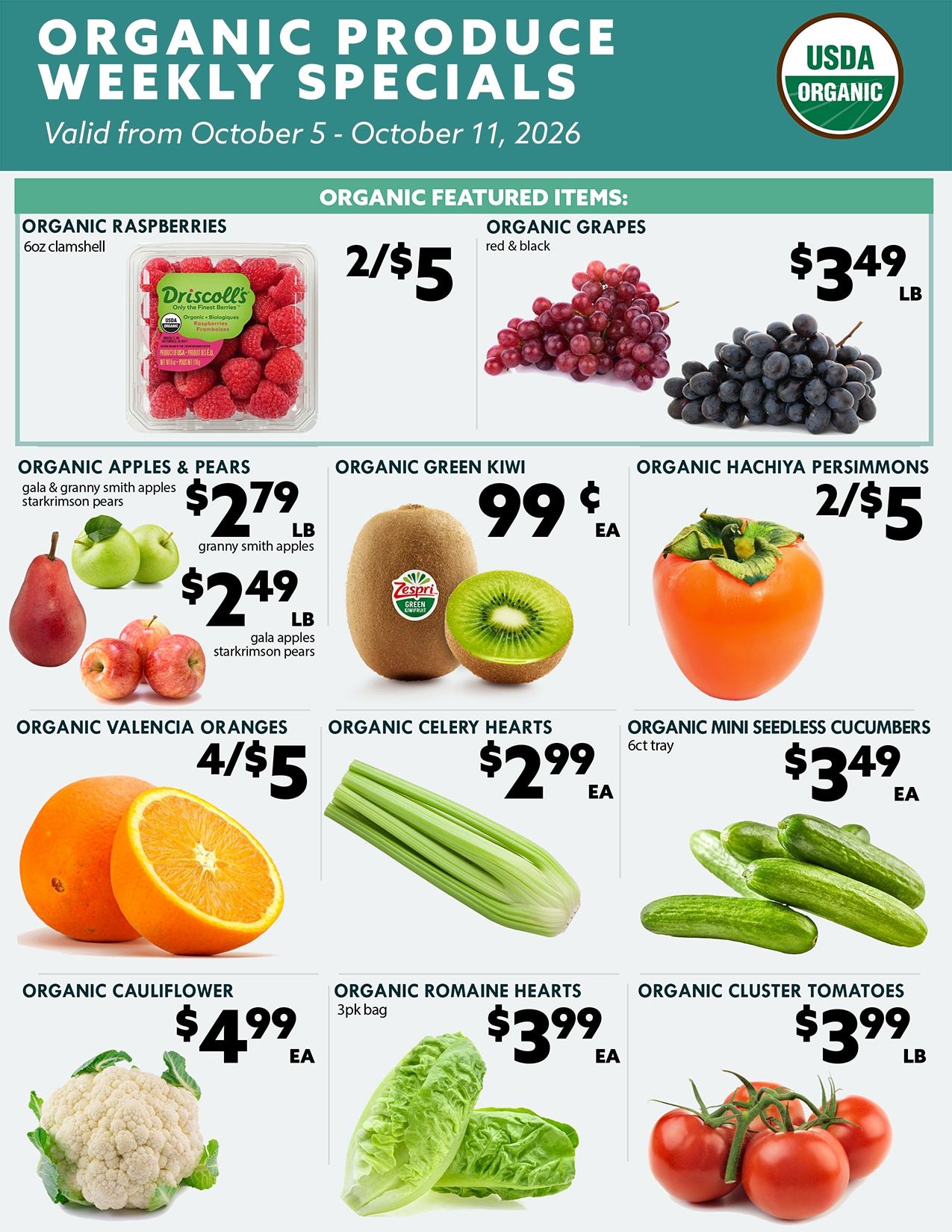 Green's Natural Foods Organic Produce Weekly Specials Weekly Ad October 5 - 11, 2026