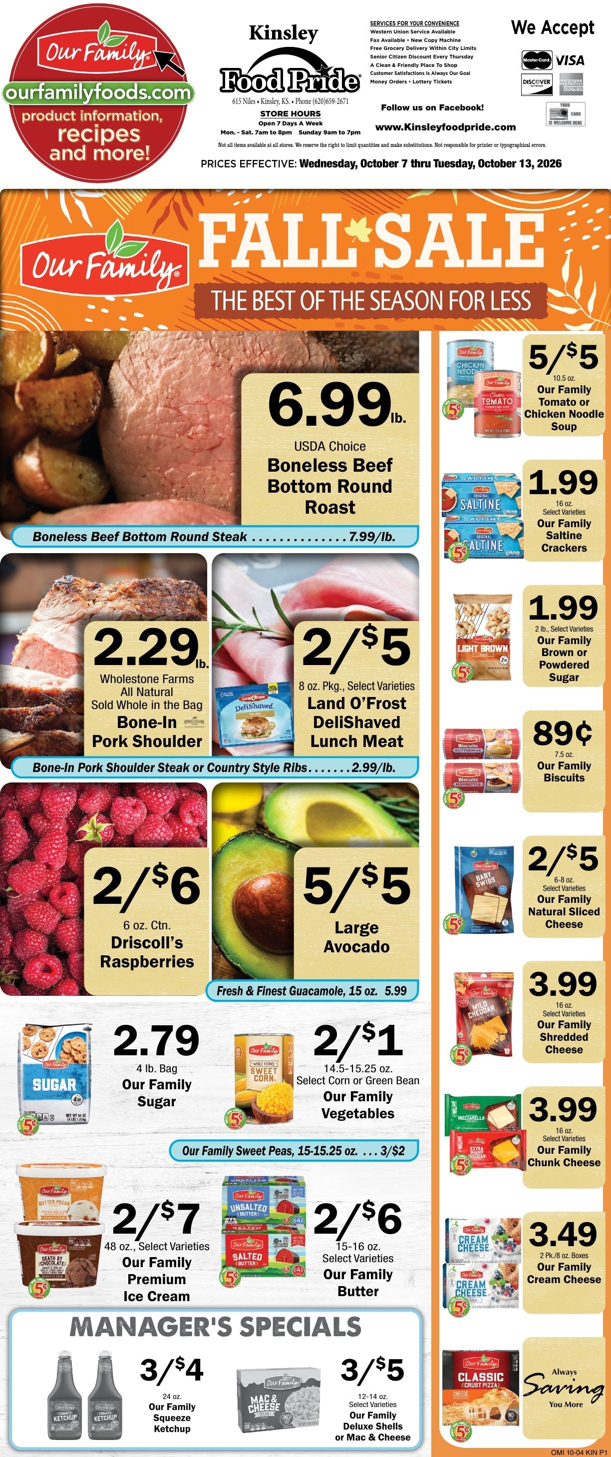 Kinsley Food Pride Weekly Ad October 7 - 13, 2026