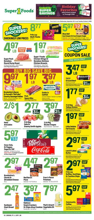 Super 1 Foods & Discount Pharmacy (Emmet Area, AR) Weekly Ad September 30 - October 6, 2026