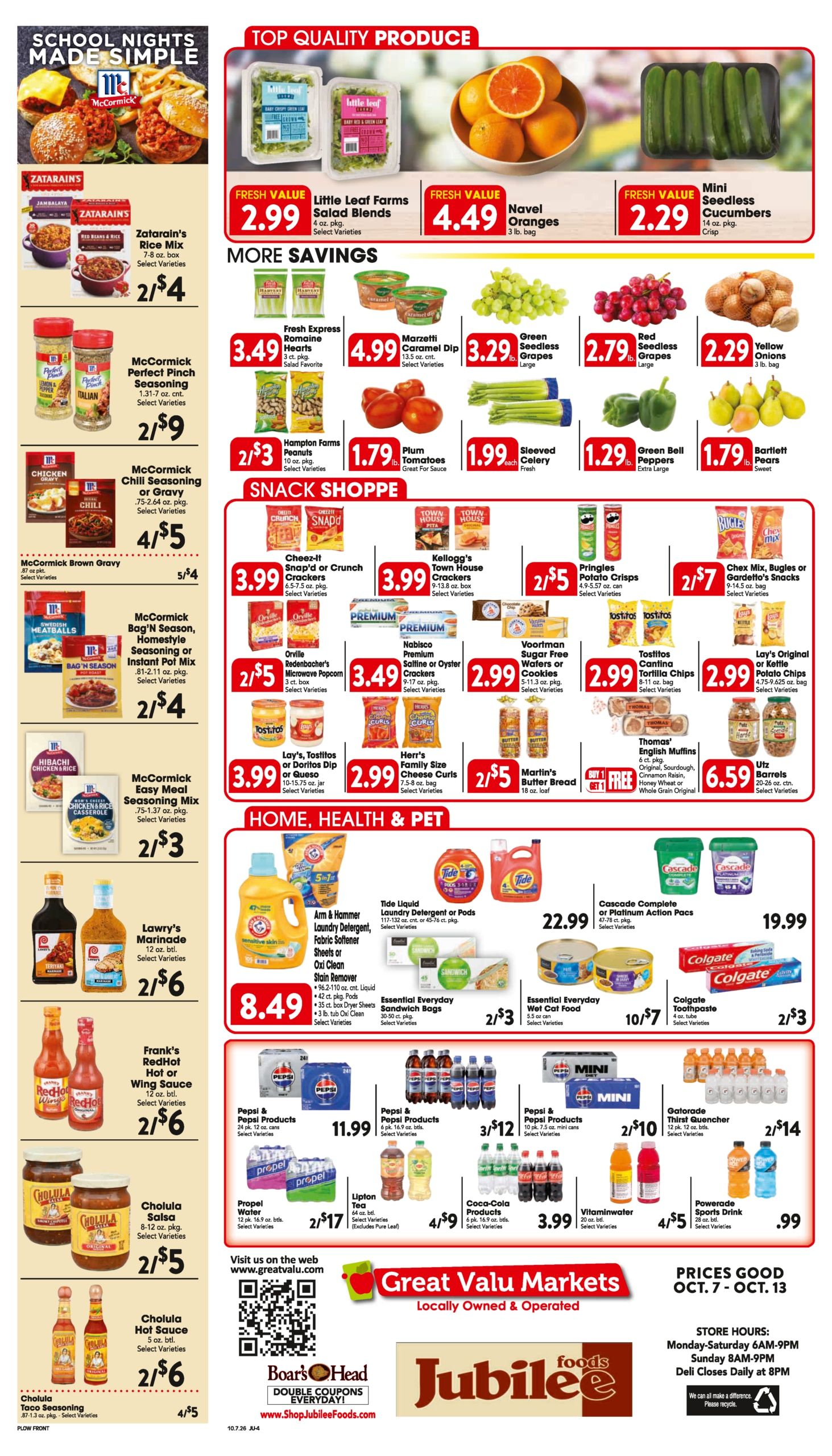 Trout's Jubilee Foods Weekly Ad October 7 - 13, 2026