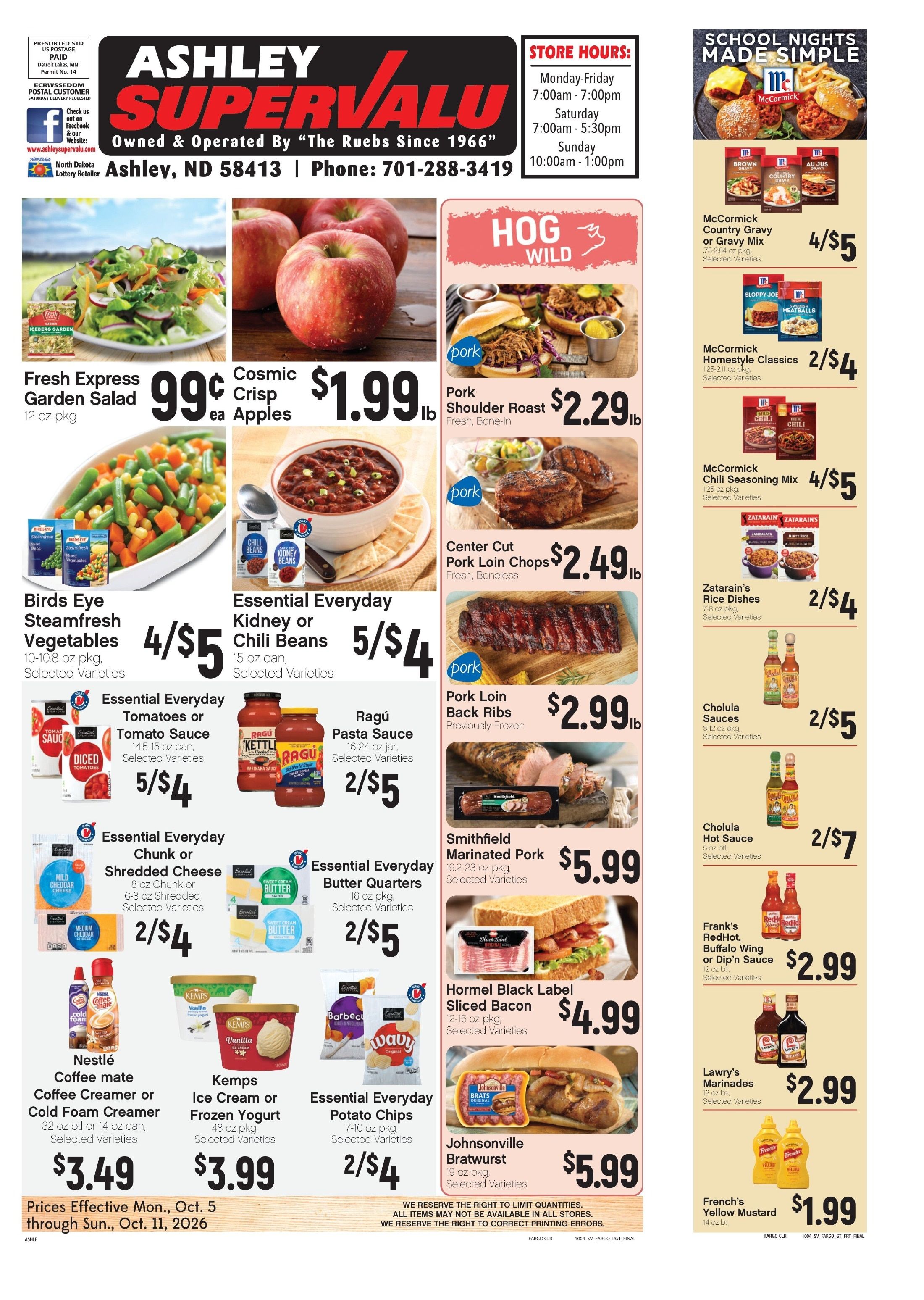 Ashley Supervalu Weekly Ad October 5 - 11, 2026