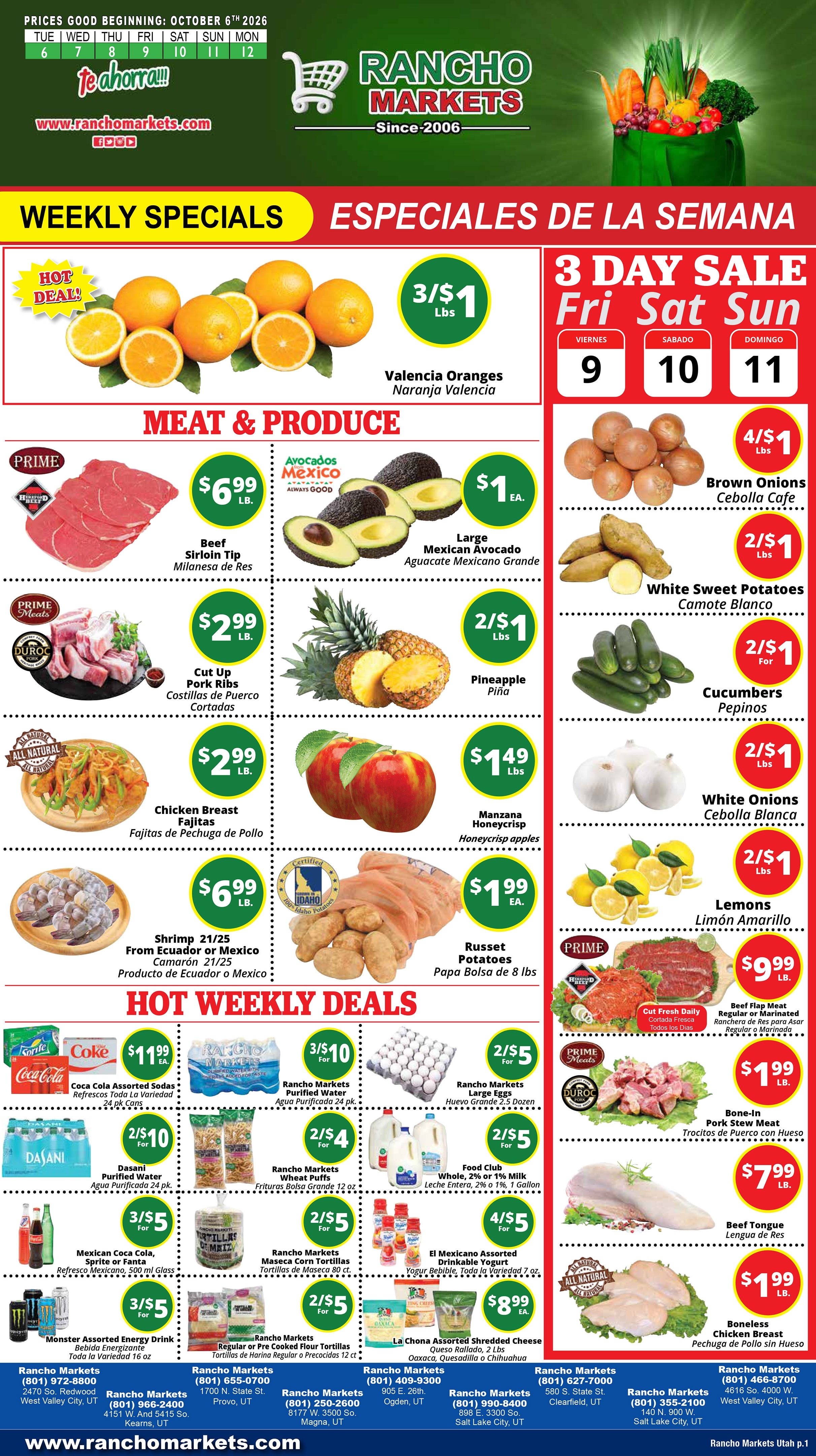 Rancho Markets Weekly Ad October 6 - 12, 2026