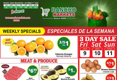 Rancho Markets Weekly Ad October 6 - 12, 2026