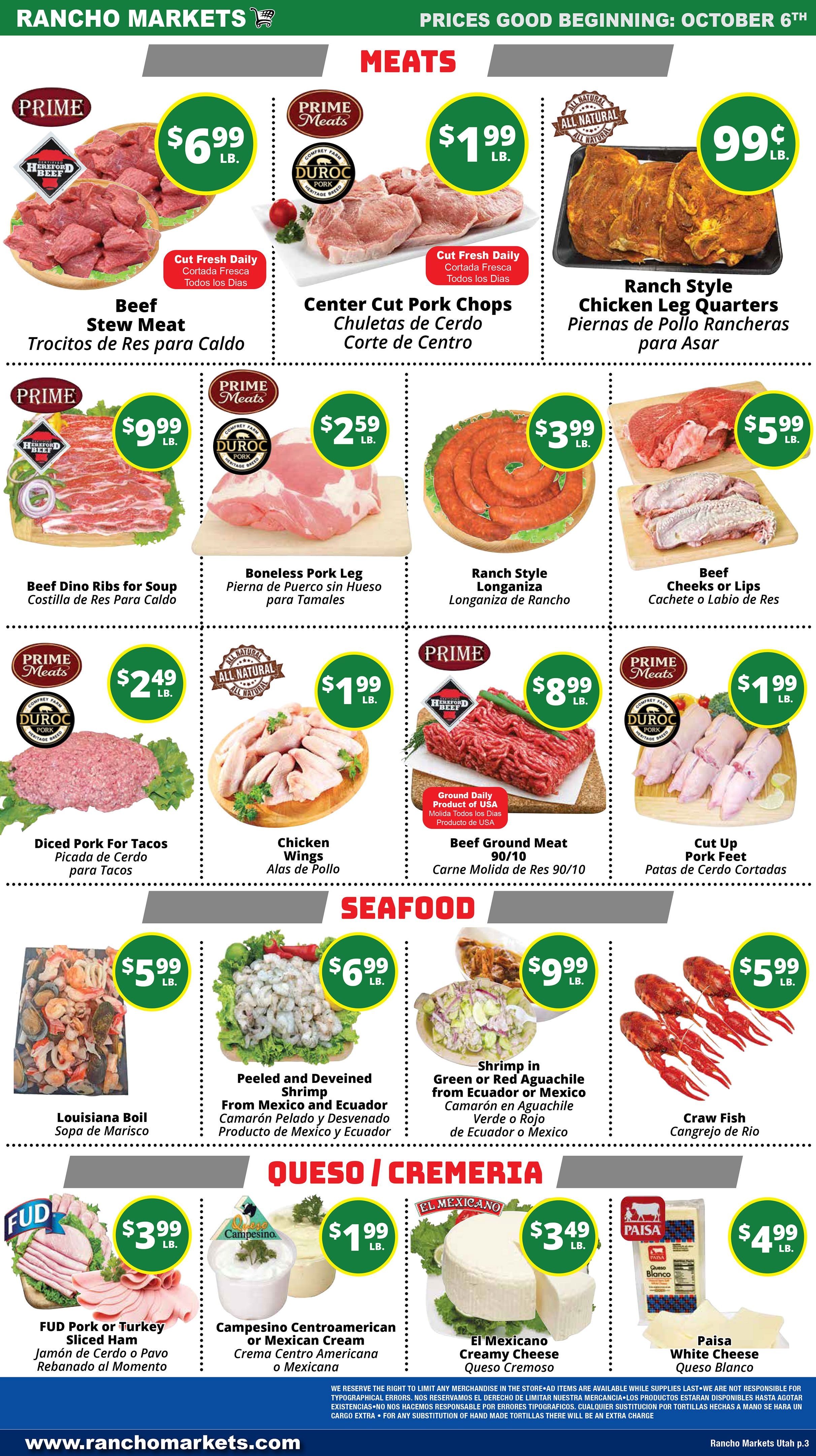 Rancho Markets Weekly Ad October 6 - 12, 2026