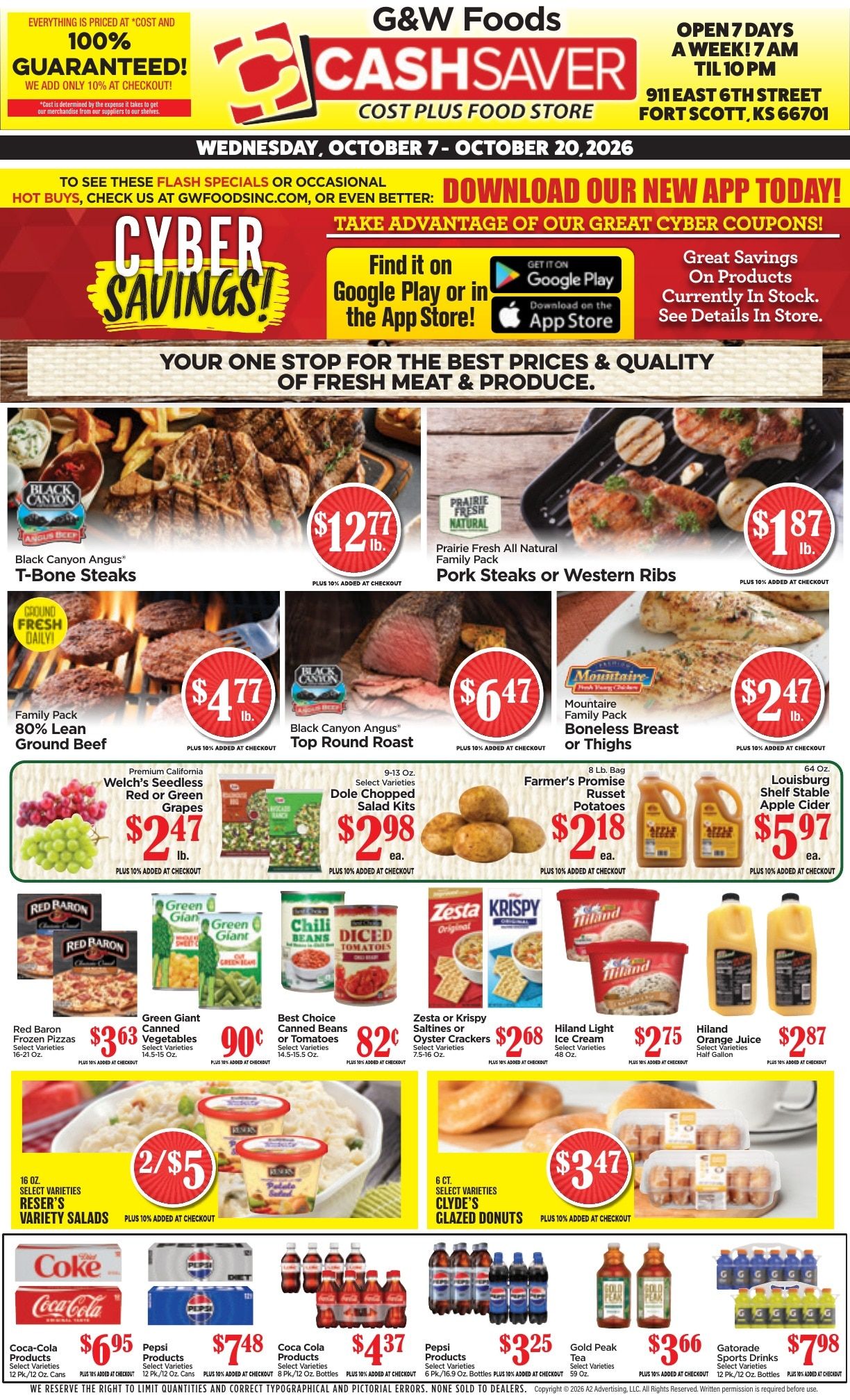 G&W Foods Cash Saver (Fort Scott, KS) Weekly Ad October 7 - 20, 2026