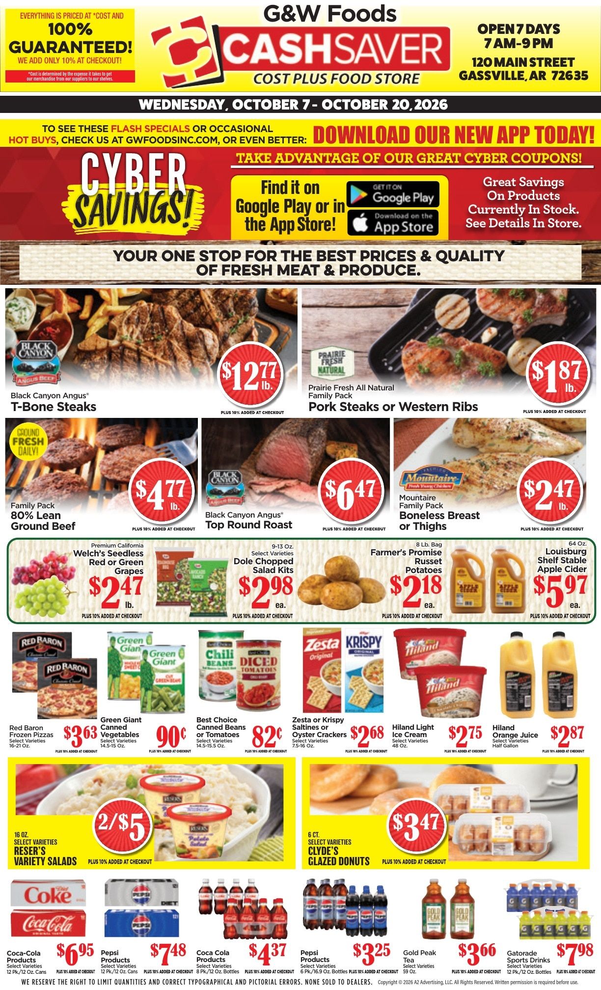 G&W Foods Cash Saver (Gassville, AR) Weekly Ad October 7 - 20, 2026