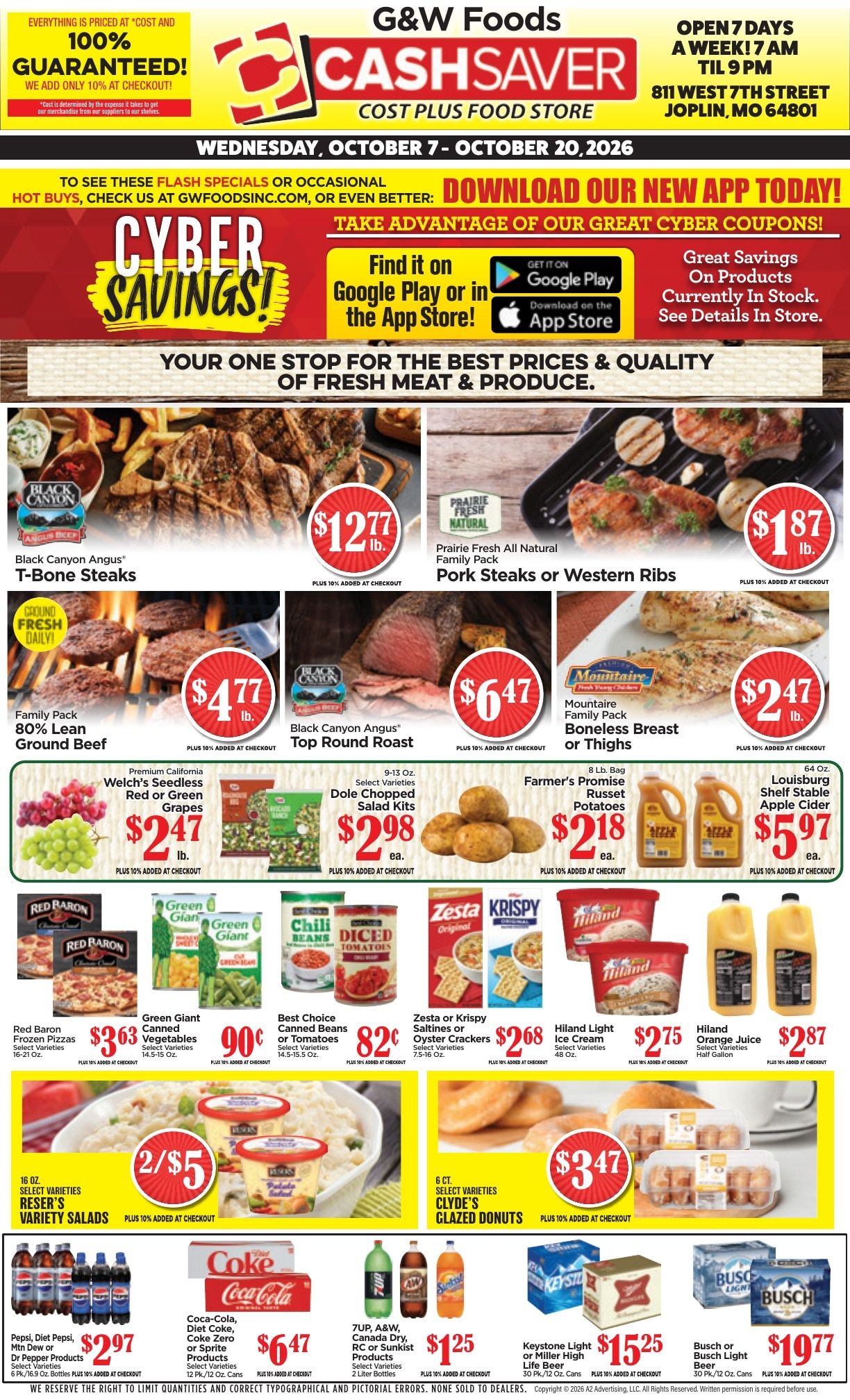 G&W Foods Cash Saver (Joplin, MO) Weekly Ad October 7 - 20, 2026