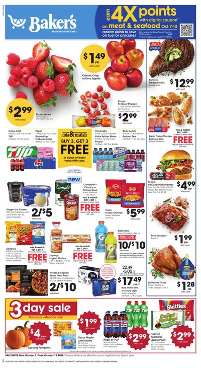 Baker's (Council Bluffs Area, IA) Weekly Ad October 7 - 13, 2026