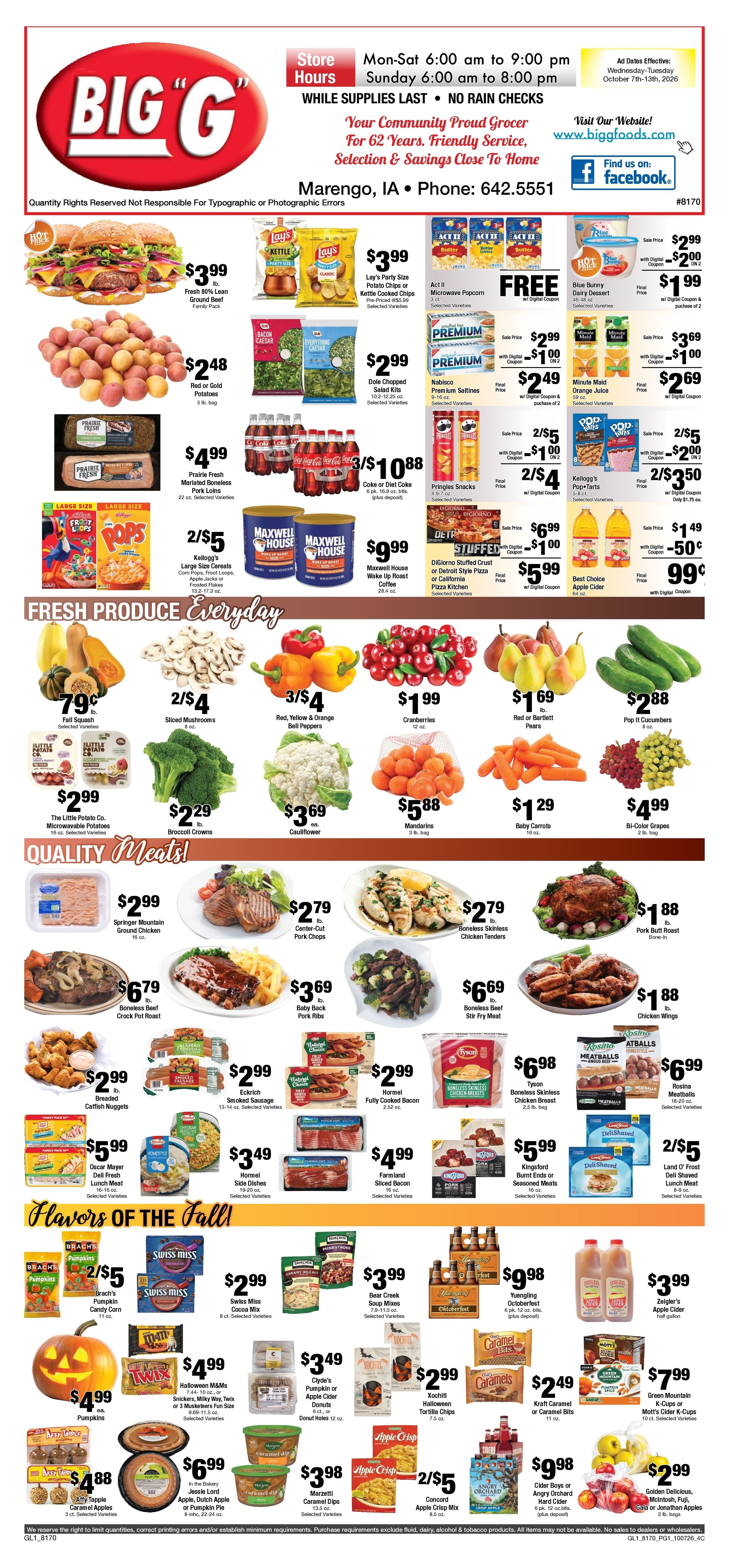 Big G Foods Great Deals This Week! Weekly Ad October 7 - 13, 2026
