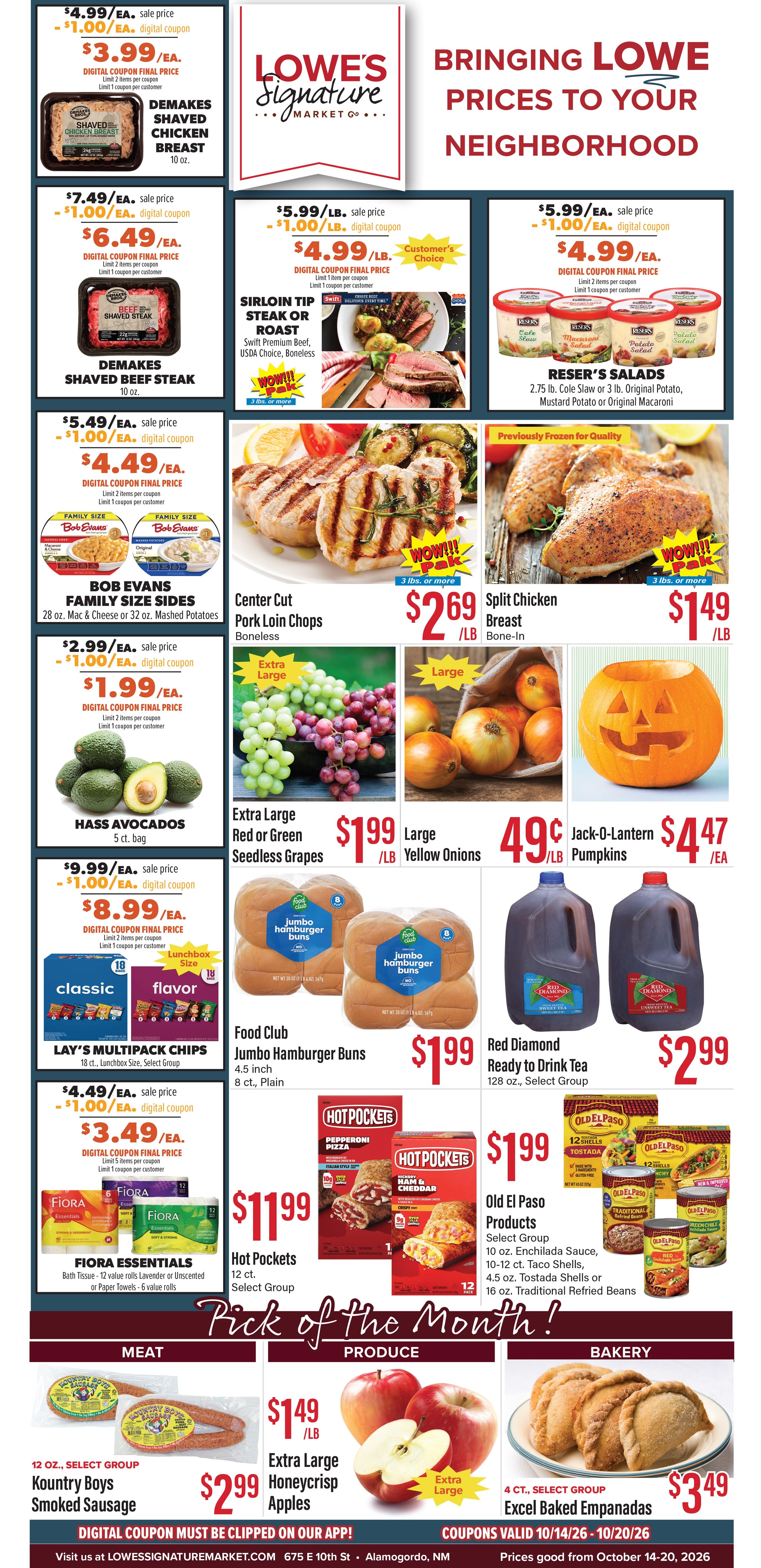 Lowe's Signature Market Weekly Ad October 14 - 20, 2026