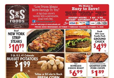 S&S Foods Alabama Weekly Ad October 7 - 13, 2026