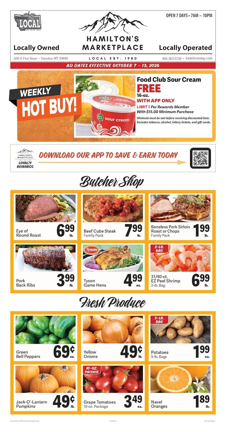 Hamilton's Marketplace Weekly Ad October 7 - 13, 2026