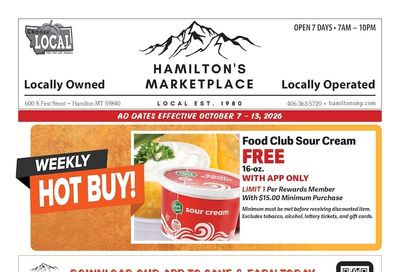 Hamilton's Marketplace Weekly Ad October 7 - 13, 2026