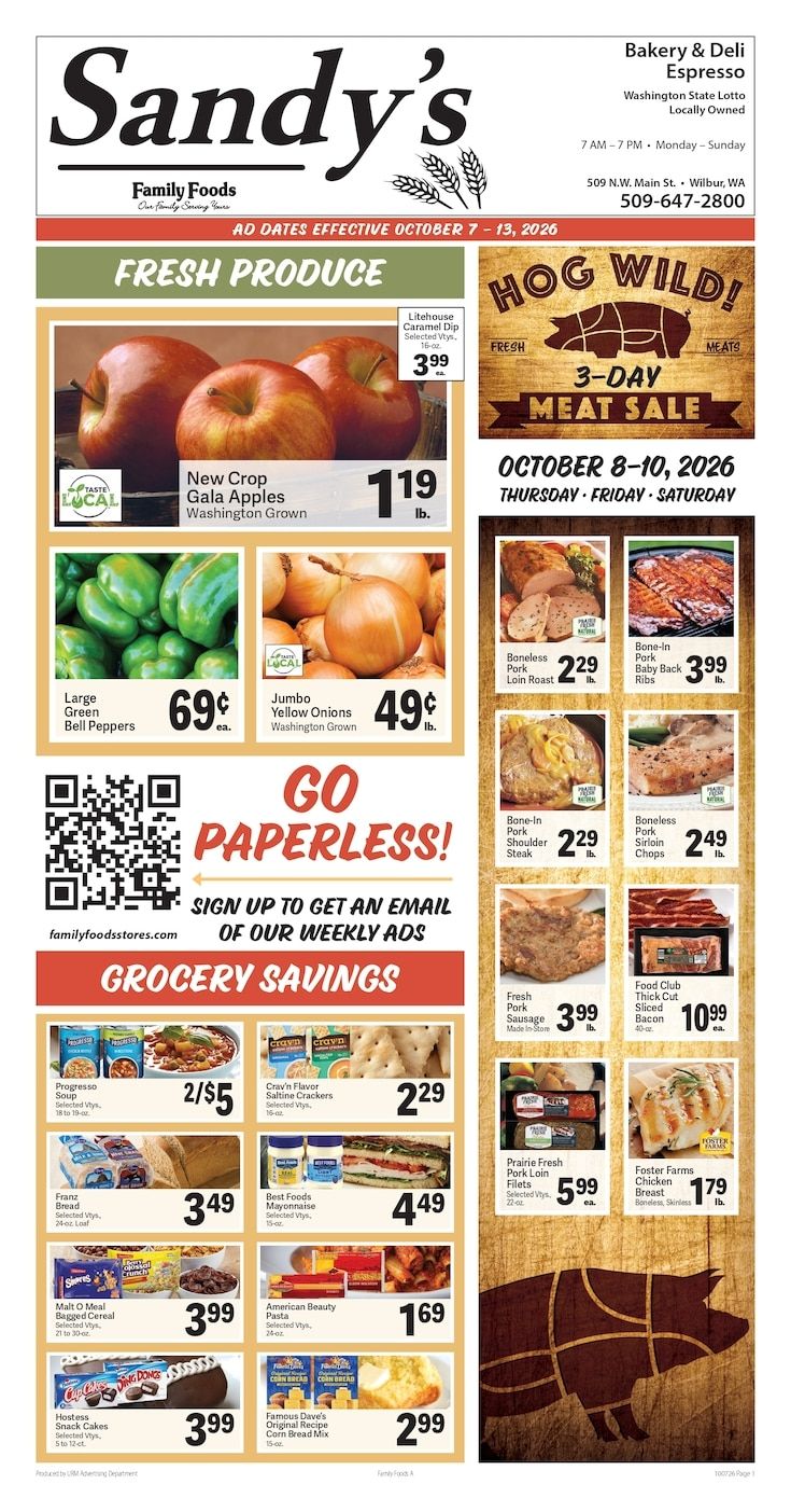 Sandy's Family Foods Weekly Ad October 7 - 13, 2026