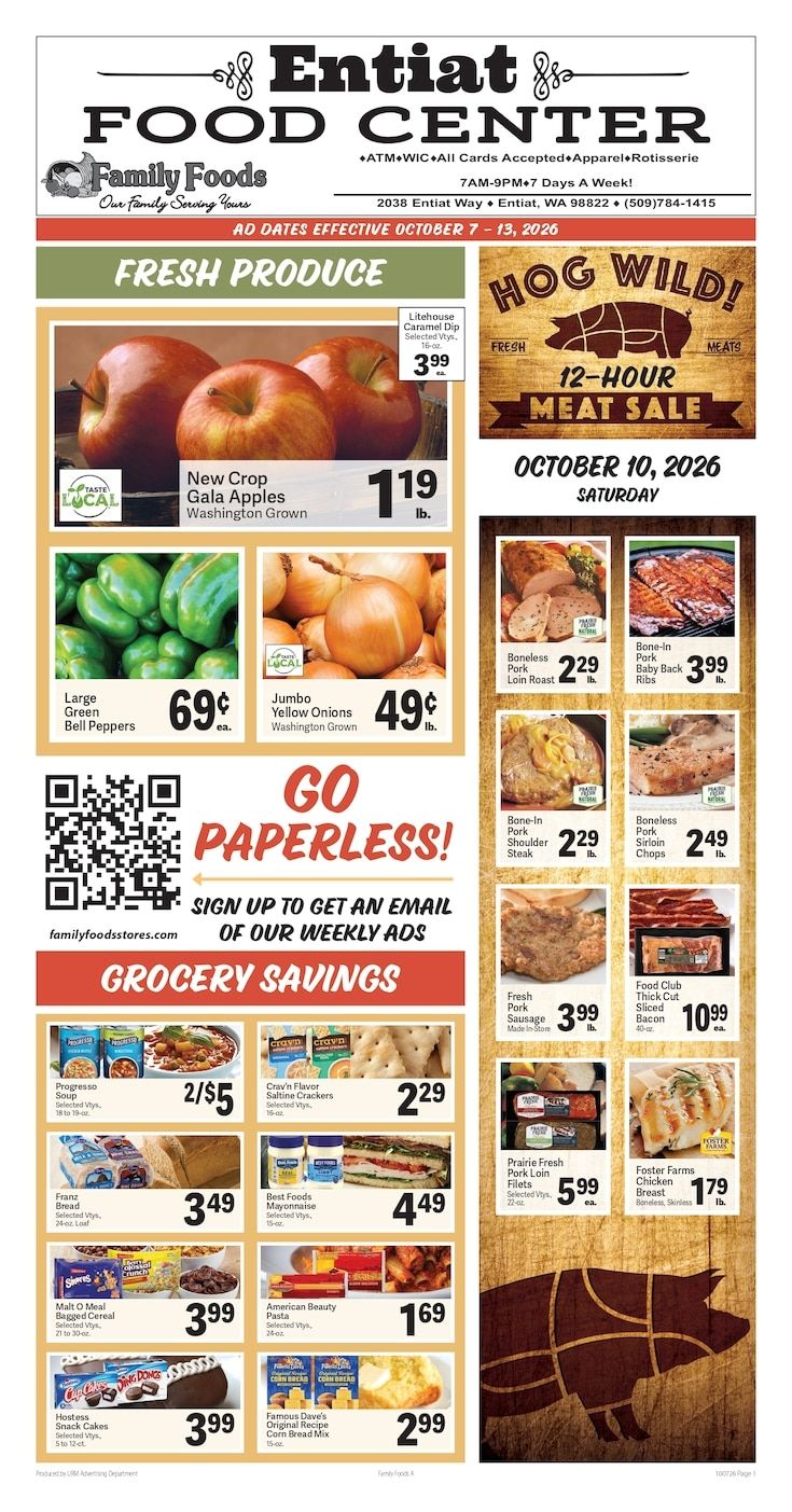 Entiat Food Center Weekly Ad October 7 - 13, 2026