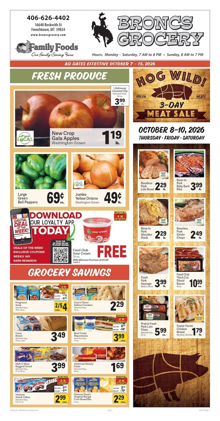 Bronc's Grocery Weekly Ad October 7 - 13, 2026