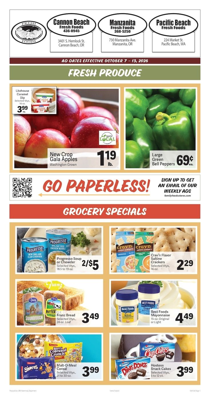 Fresh Foods Manzanita Weekly Ad October 7 - 13, 2026
