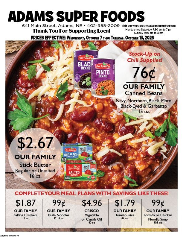 Adams Super Foods Weekly Ad October 7 - 13, 2026