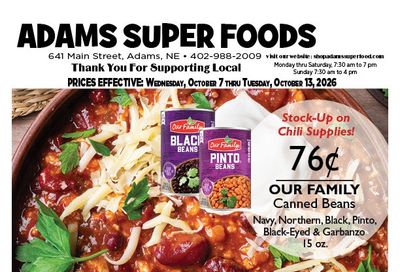 Adams Super Foods Weekly Ad October 7 - 13, 2026