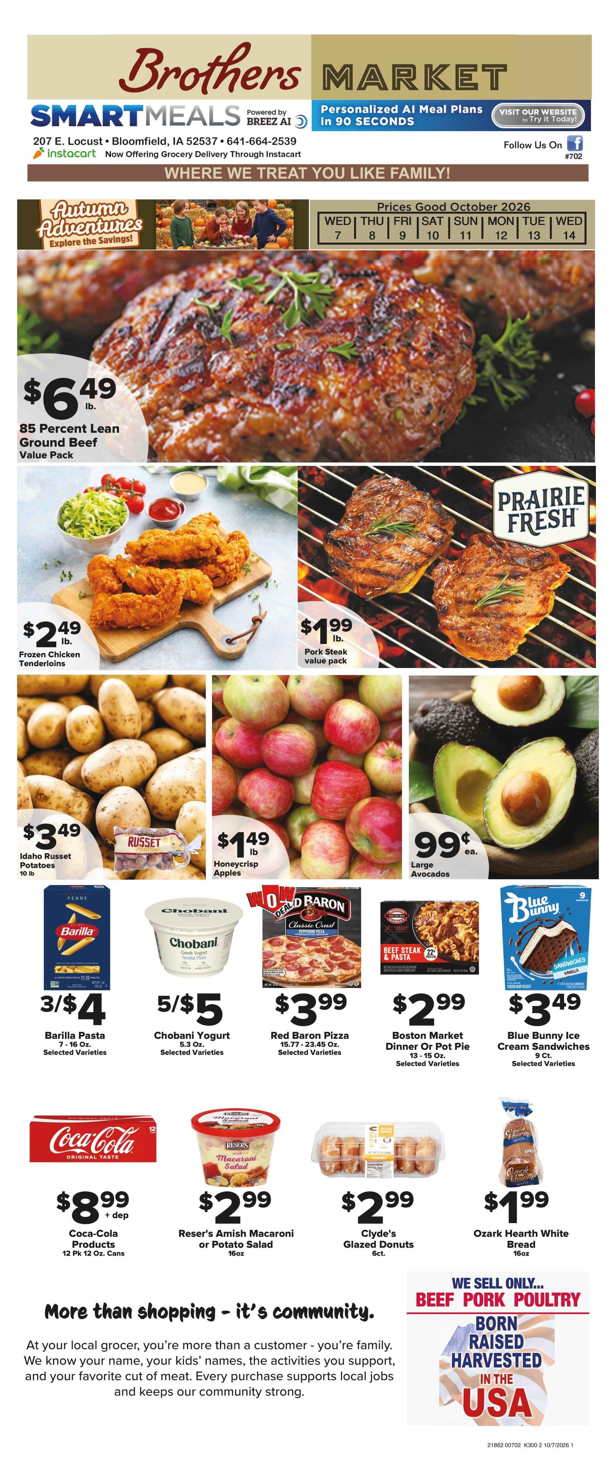 Brothers Market (Bloomfield, IA) Weekly Ad October 7 - 14, 2026