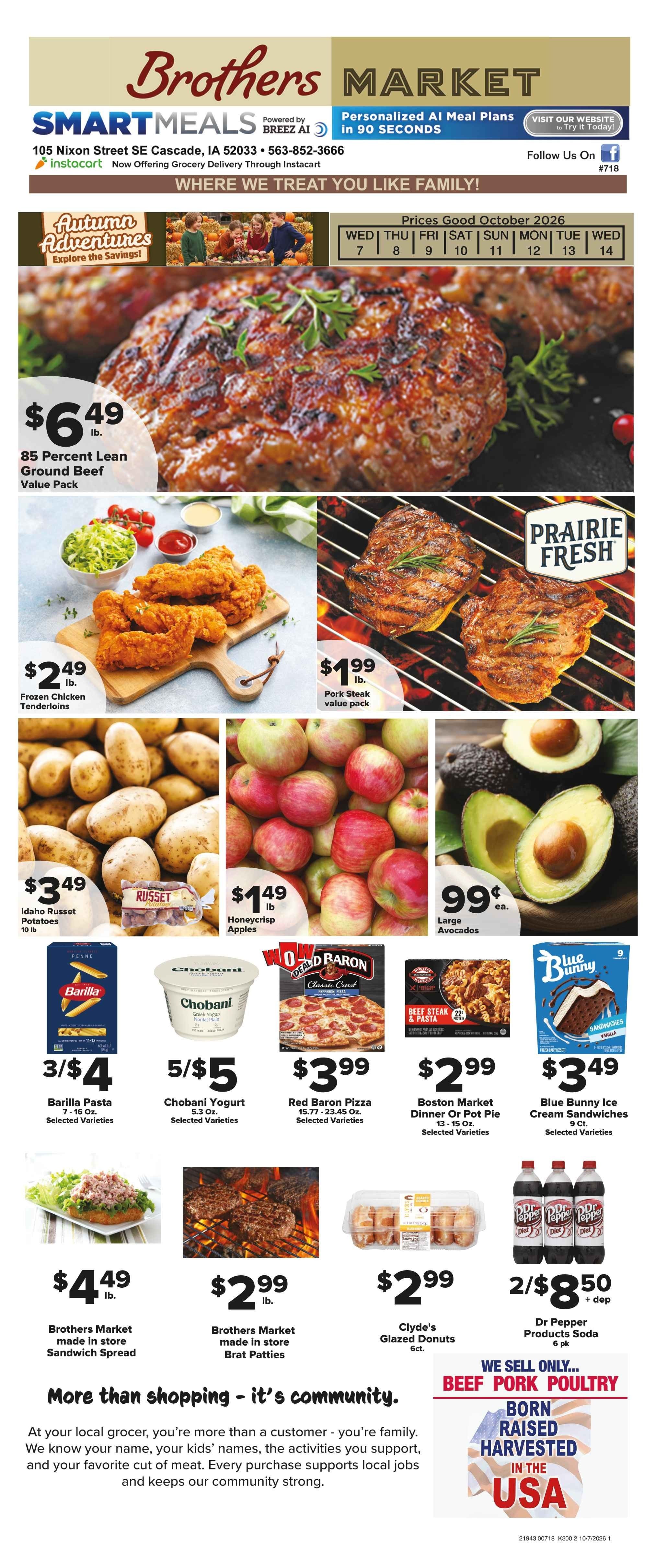 Brothers Market (Cascade, IA) Weekly Ad October 7 - 14, 2026
