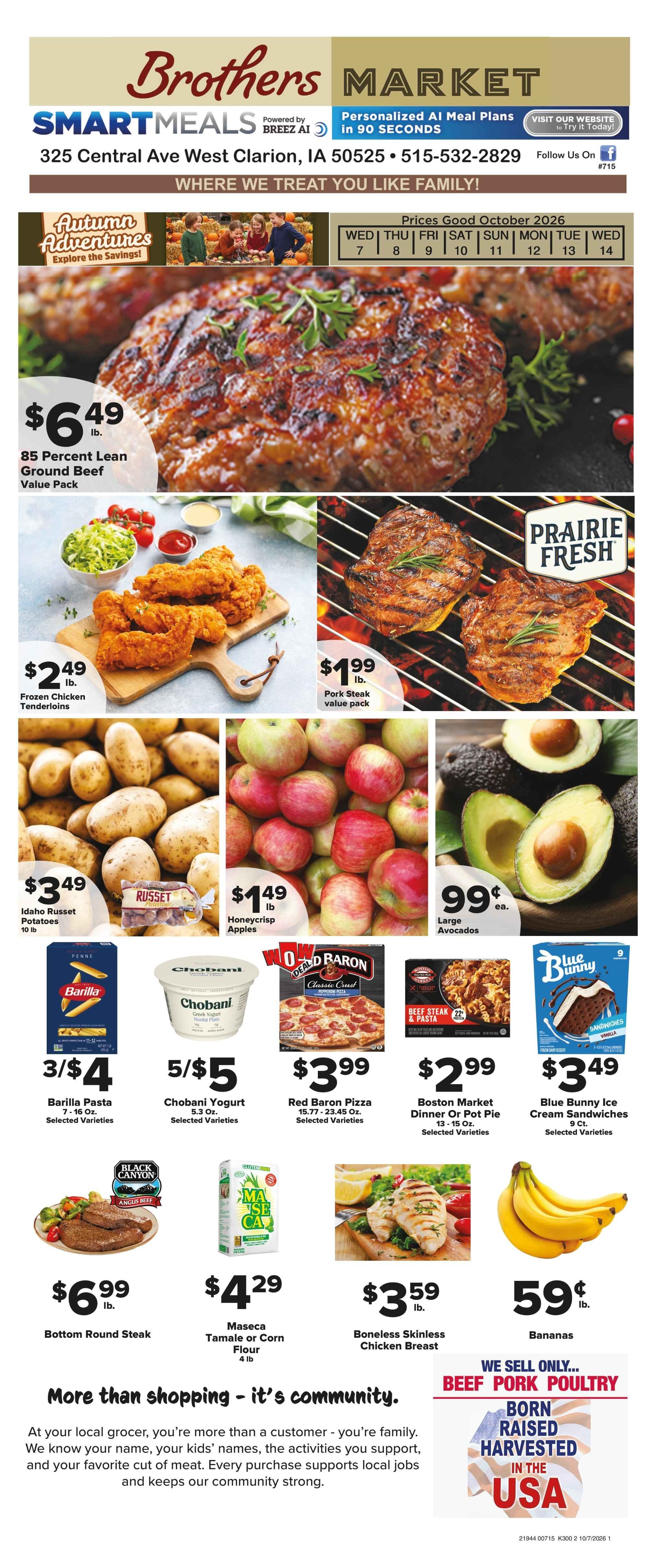 Brothers Market (Clarion, IA) Weekly Ad October 7 - 14, 2026